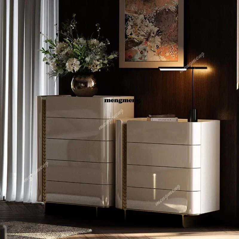 Living Room Cabinets Wardrobe Furniture High-end Italian Minimalist Bedroom Bedside Locker Chest Designer Storage Locker Dresser