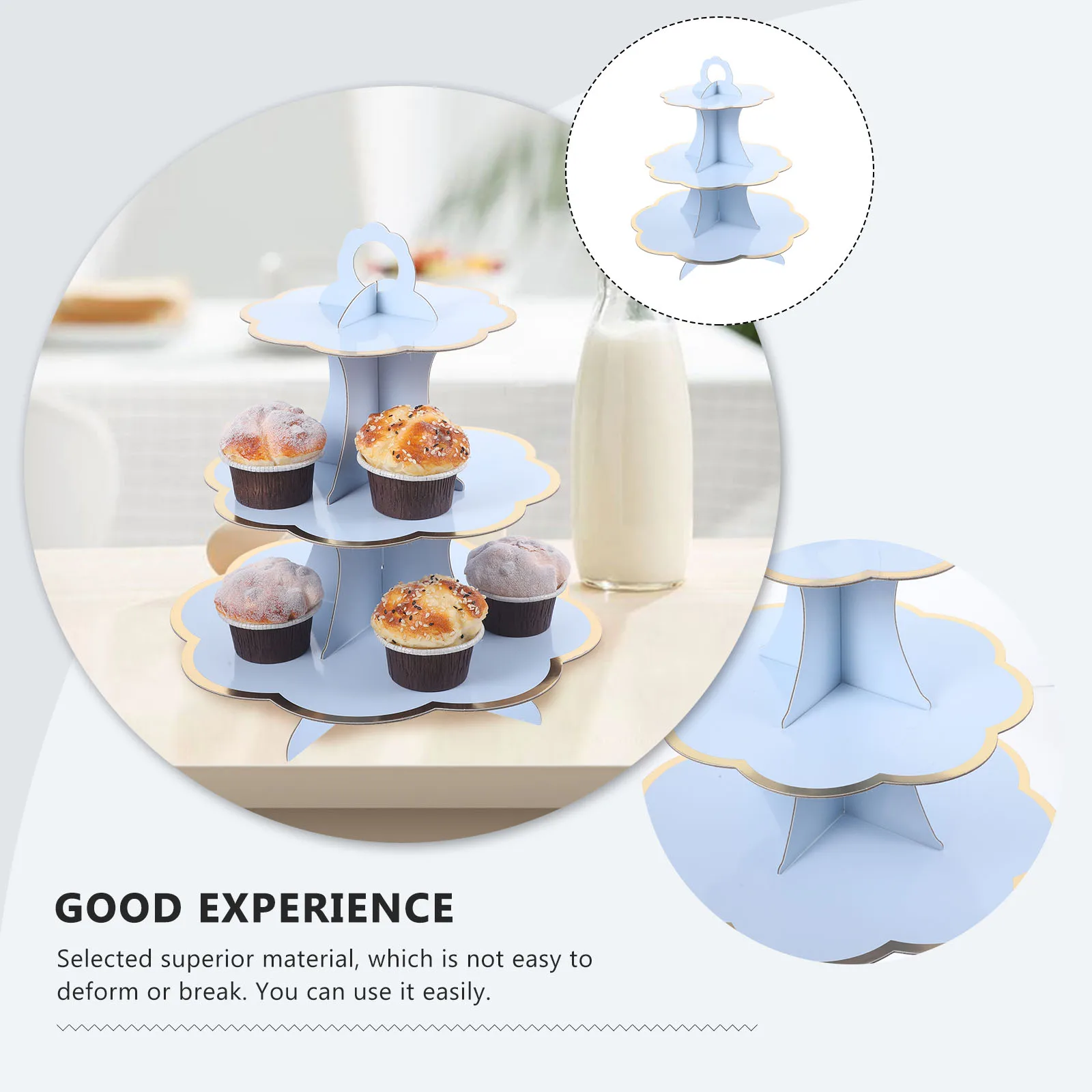

3 Tier Disposable Cake Cupcake Holder 3 Tiered Tray Dessert Display Stand For Wedding Party Birthday White Tiered Tray Paper