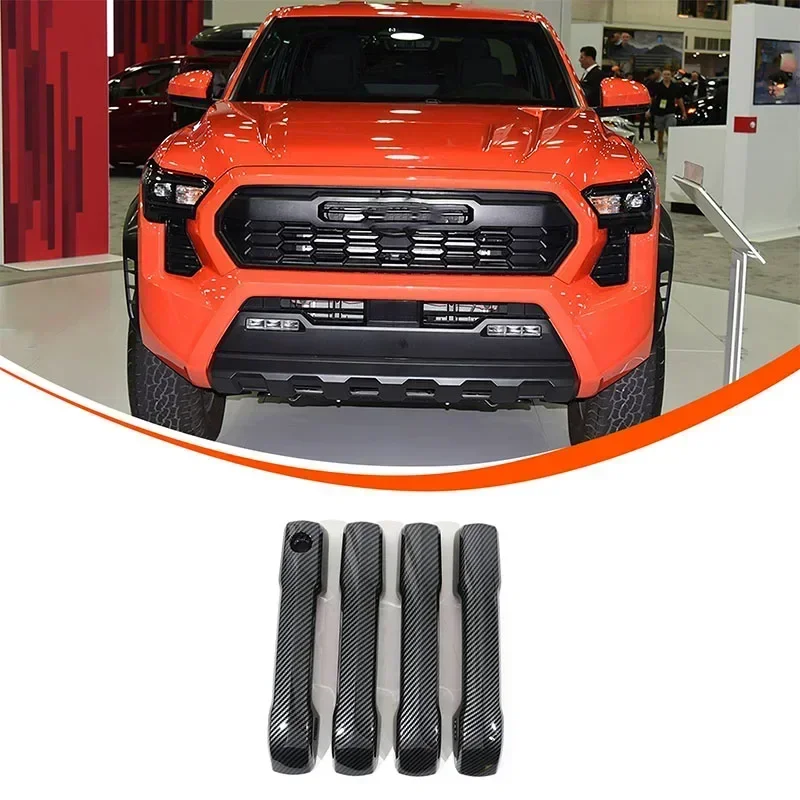 For Toyota Tacoma 2024+ ABS Carbon Fiber Style Car Outer Handle Cover Car Door Handle Protection Sticker Auto Accessories