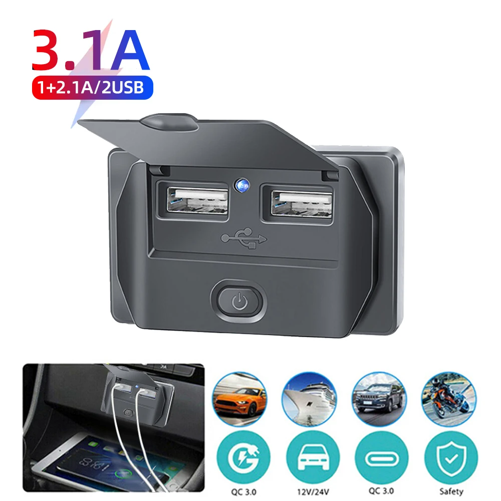Neue 4 Ports Auto Ladegerät Buchse Panel 12 V/24 V RV USB Outlet Dual QC3.0 PD Schnelle lade Buchse Zubehör für Auto Bus RV Lkw