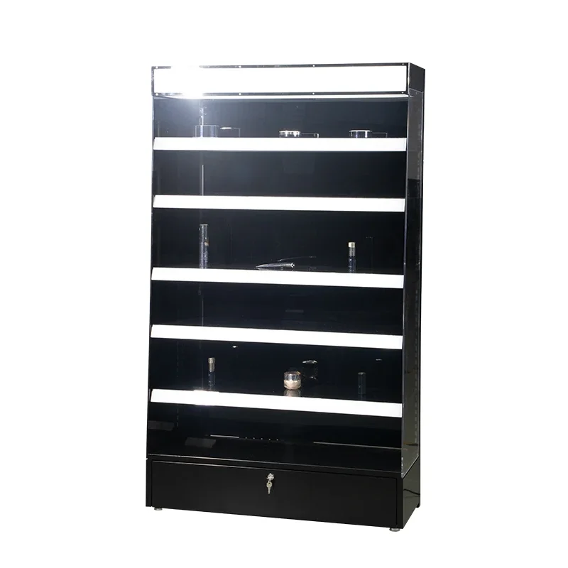 High End Custom Perfume Floor Metal Shelves Lipstick Makeup Display Stand Skincare Product Display Racks