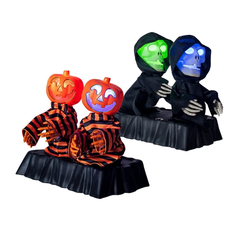 Halloween Electric Dancing Toy Wiggling Skeleton Desk Decor Halloween Horror Singing Pumpkin Escape House Festival Props