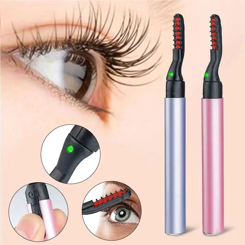 Recourbe-cils électrique chauffant, stylo à cils bouclés, mascara longue durée, peigne à cils durable, brosse à cils mince saillante