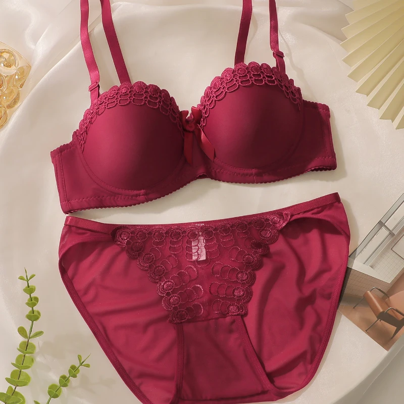 Conjunto de sujetador para mujer, traje de moda con bordado de mariposa, traje de encaje antideslizante para mujer, ropa interior cómoda ultrafina Sexy