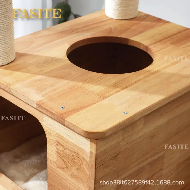 For Cat Solid Wood Climbing Frame Japanese Sisal Cylindrical Space Capsule Nest Tree Integration Large High Rise Compact