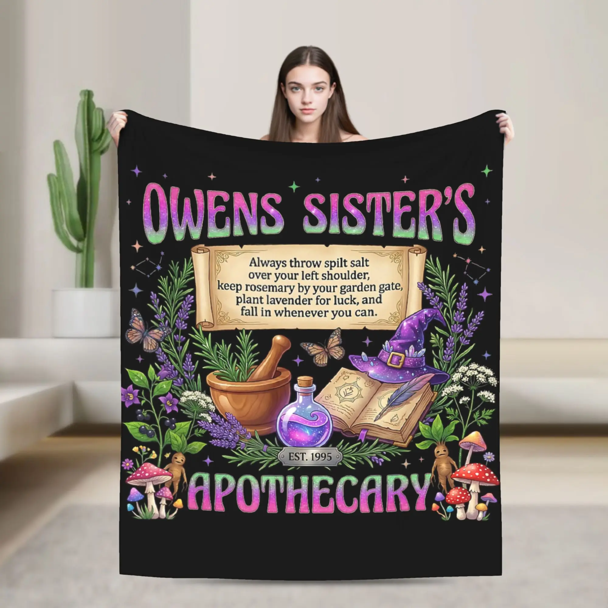 Owens Sister's Apothecary Witchy Practical Magic Gift Knitted Blankets Flannel  Thin Throw Blankets for Bedding Couch Bed Rug