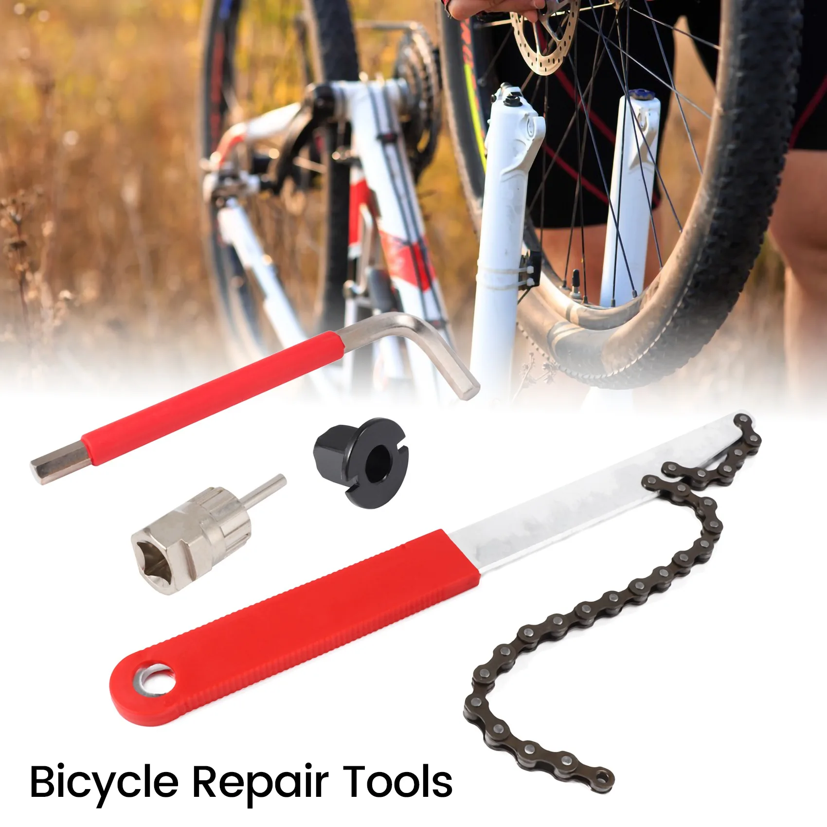 Bike Cassette Removal Tool with Chain whip and Auxiliary Wrench Bicycle Sprocket Removal Tools Sprocket Remover