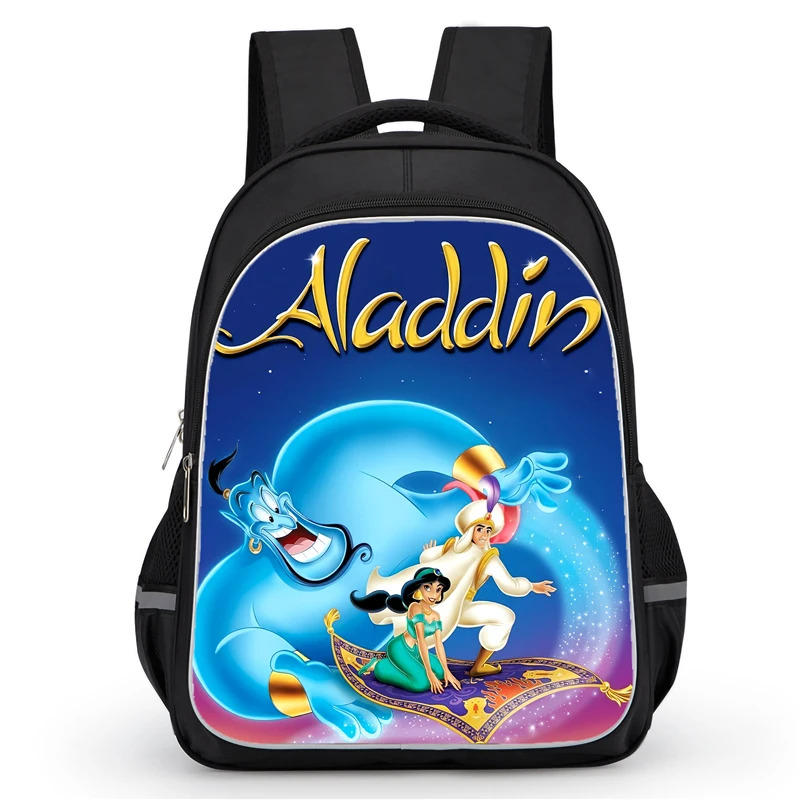 16-inch Aladdin School Bags with Double Zipper Pocket,Cartoon Bookbags for Boys Girls,Durable Kids' Backpack for Pupil Students