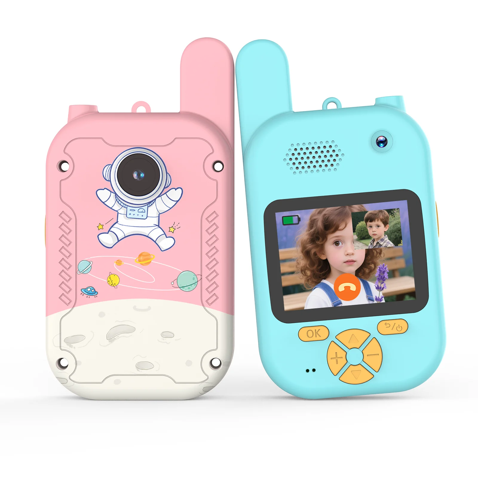 2 Pezzi Walkie Talkie per Bambini con Schermo HD Ricaricabile, Interfono con Un Solo Tocco, Dispositivo di Comunicazione per Bambini, Regalo Tecnologico