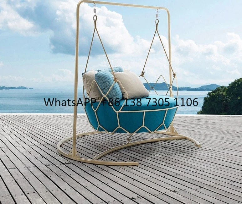 

Outdoor leisure swing hanging basket villa garden indoor terrace household rattan chair double floor hammock combination