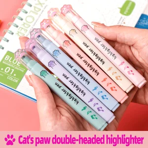 6 PCS/PACK KAWAII 고양이 발톱 파스텔 컬러 하이 라이터 그리기 아트 마커 형광성 펜 선물 문구 귀여운 학교 용품 10 최고의 판매 미니 하이 라이터 -110