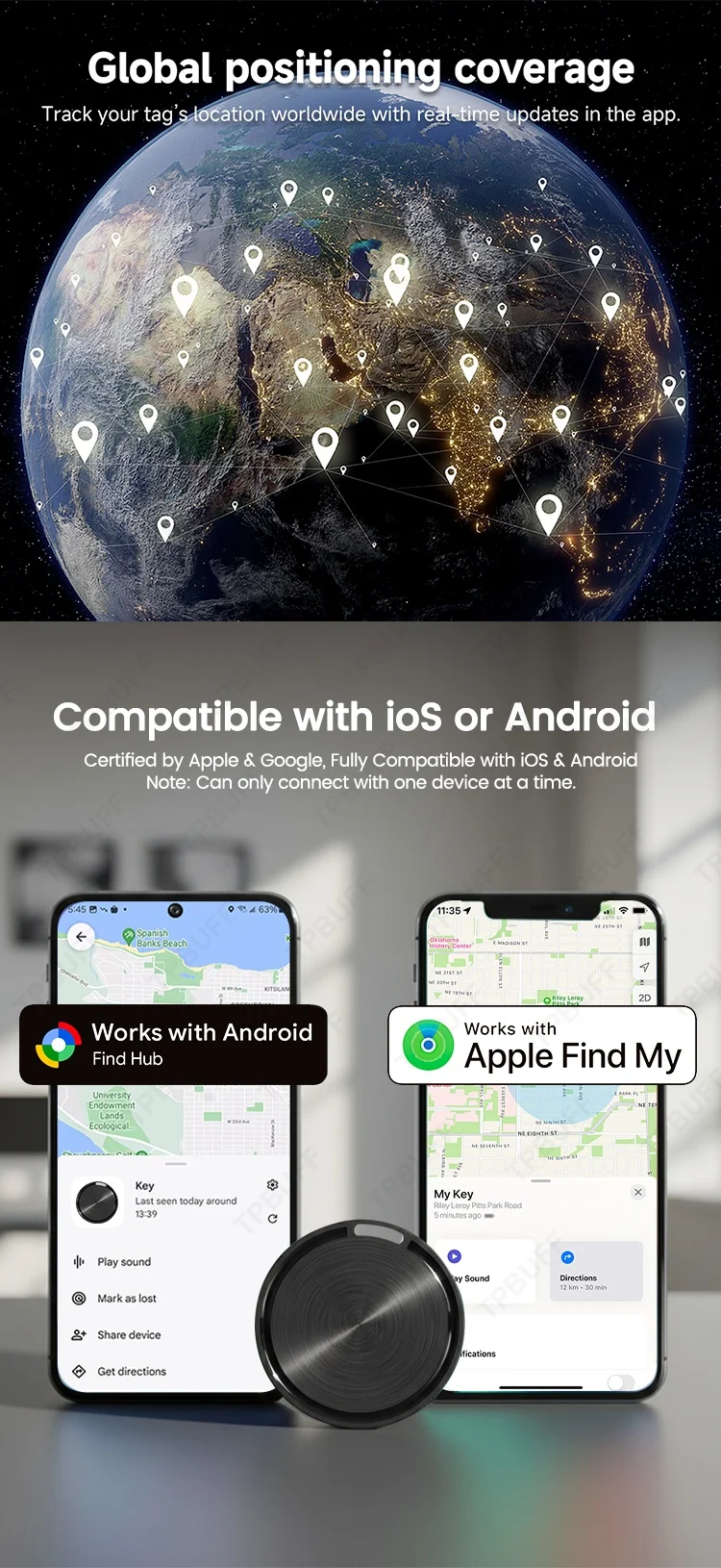 Google Find My Mini GPS-Tracker Smart Tag Android Airtag Auto-Tracker Tag Locator Google Find My GPS für Motorrad GPS-Tracker – Detail 3