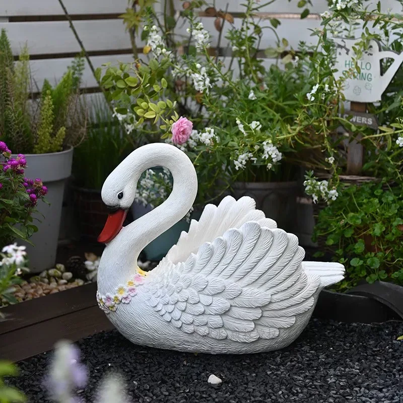 Swan Flower Pot Simulation Animal Resin Crafts Courtyard Balcony Garden Layout duck flower pot decoration outdoor decoration 1Pc