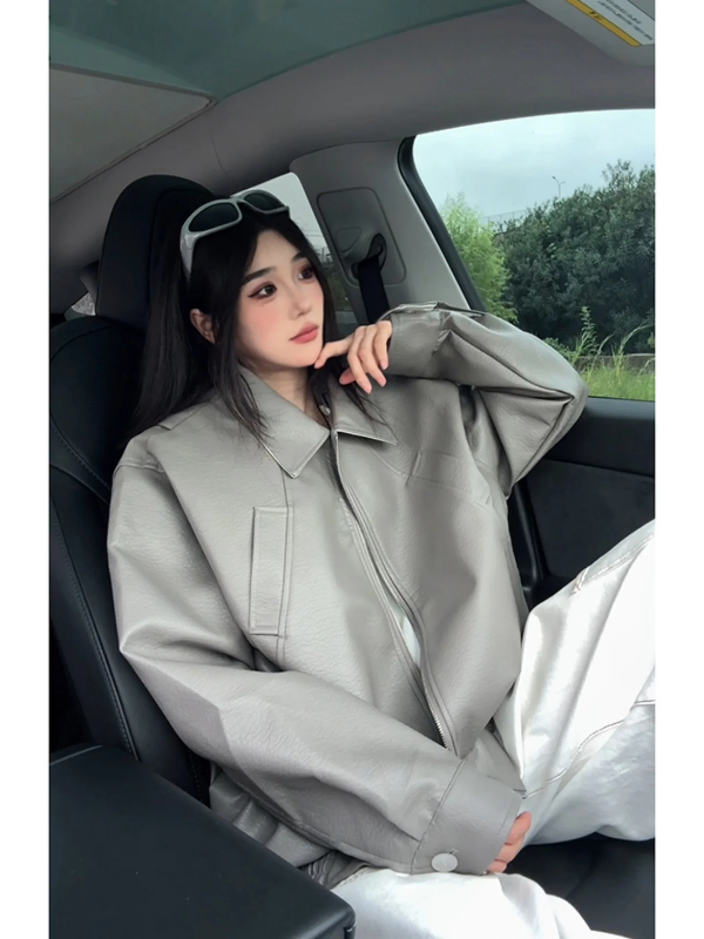 

Американская уличная модная куртка из искусственной кожи для мужчин, новая весенняя модель с отложным воротником, байкерская одежда, топ для женщин, повседневный стиль