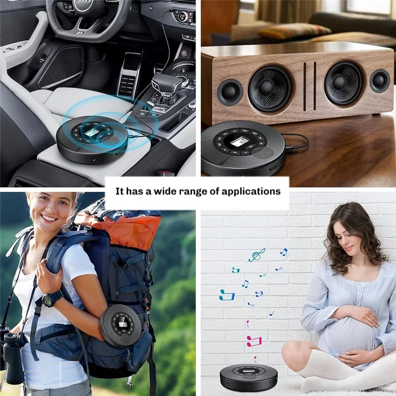 -A89Z противоскользящий портативный Bluetooth CD-плеер 1500 мАч с FM-передатчиком, наушники AUX USB для автомобиля Discman