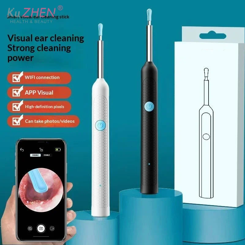 New Smart Visual Ear Wax WiFi Visual Ear Wax Remover HD Camera 6 Silicone Tips Type C Rechargeable For Family Daily Ear Care