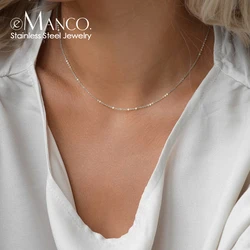 eManco Fine Chain Necklace Stainless Steel Silver Color Pendants Short Long Statement Women Colar Gift  Jewelry dropshipping