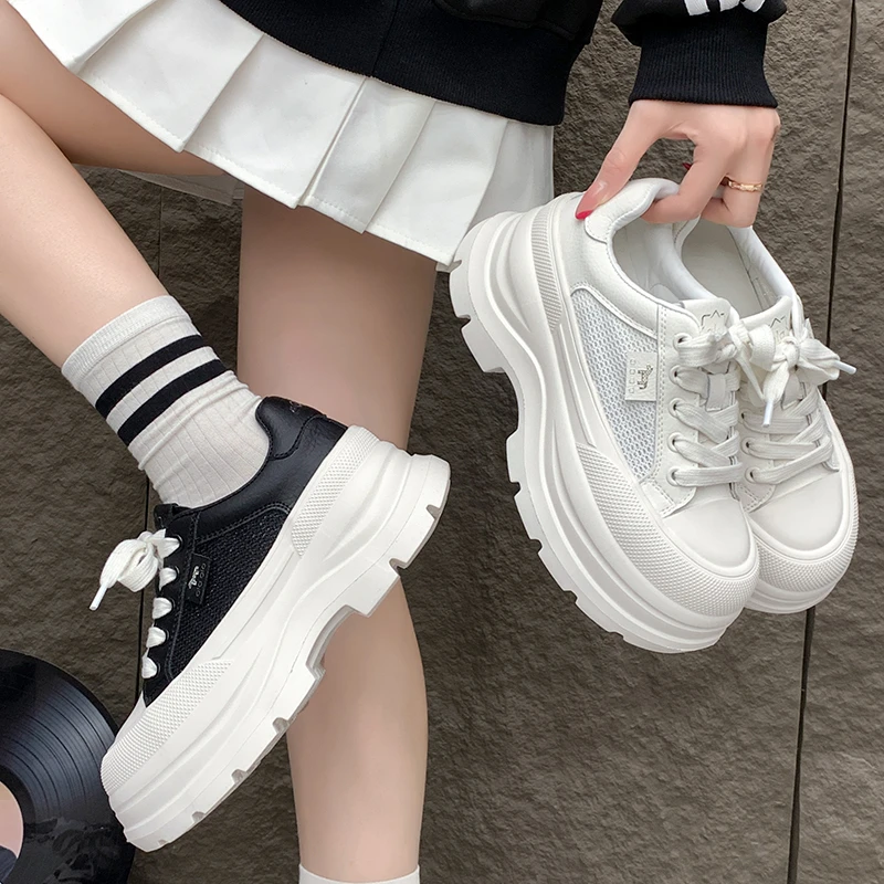 

Женские кроссовки на платформе с массивной подошвой, дышащие, на шнуровке, повседневные, в стиле «папины туфли», с толстой нескользящей подошвой, спортивные, для женщин, летние