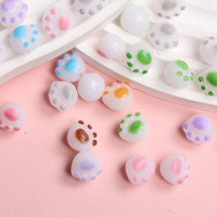 10pcs/bag Acrylic Cat Paw Beads Two-color DIY Jewelry Accessories UV Dazzle Beaded Material Bracelet Necklace