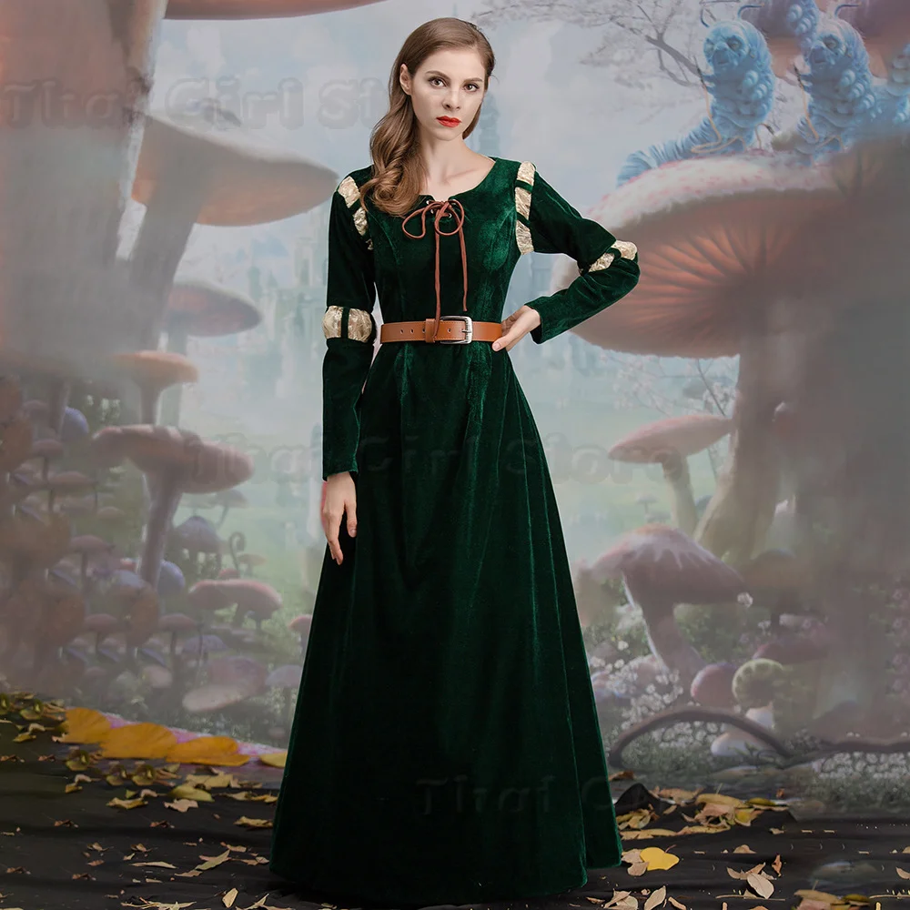 Brave cartoon movie character cosplay costume Princess Merida court dress Halloween Costumes for Adults Women Movie Cosplay view 5