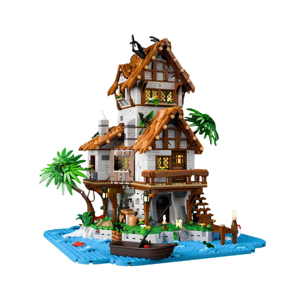 Gobricks MOC Medieval Architecture THE ISLAND Building Blocks Model Pirate Island Bricks diy Assembled Toy Collection Gift