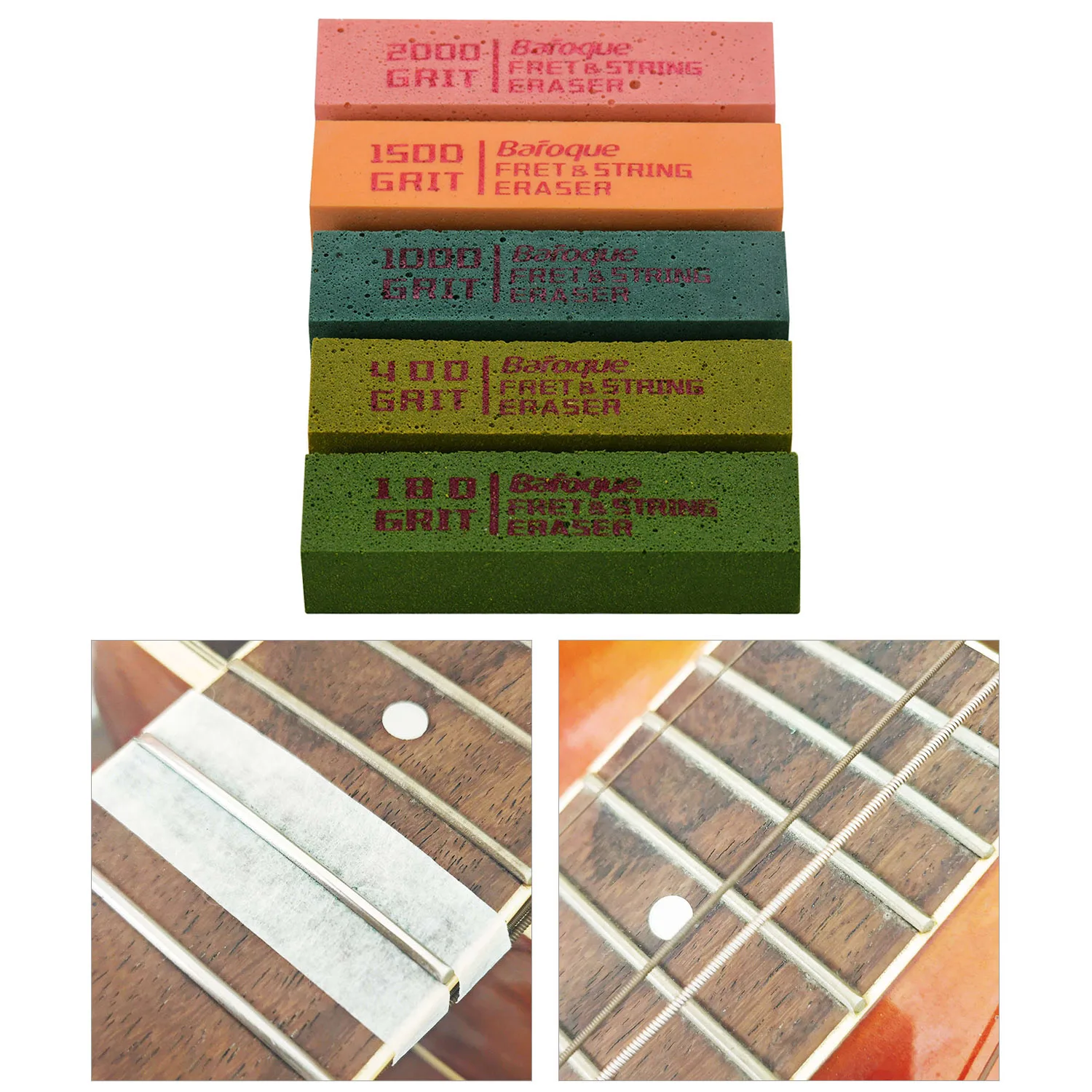 Guitar Fret Polishing Erasers Abraisive Rubber Blocks with 180 Grit & 400 Grit for Guitar Fret Strings Polishing Maintaining