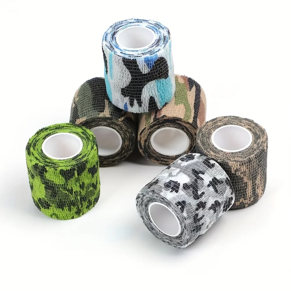 4pc Camouflage Invisible Tape Camo Form Reusable Self Cling Camo Hunting Rifle Fabric Tape Wrap Outdoor Camping Auxiliary Tool