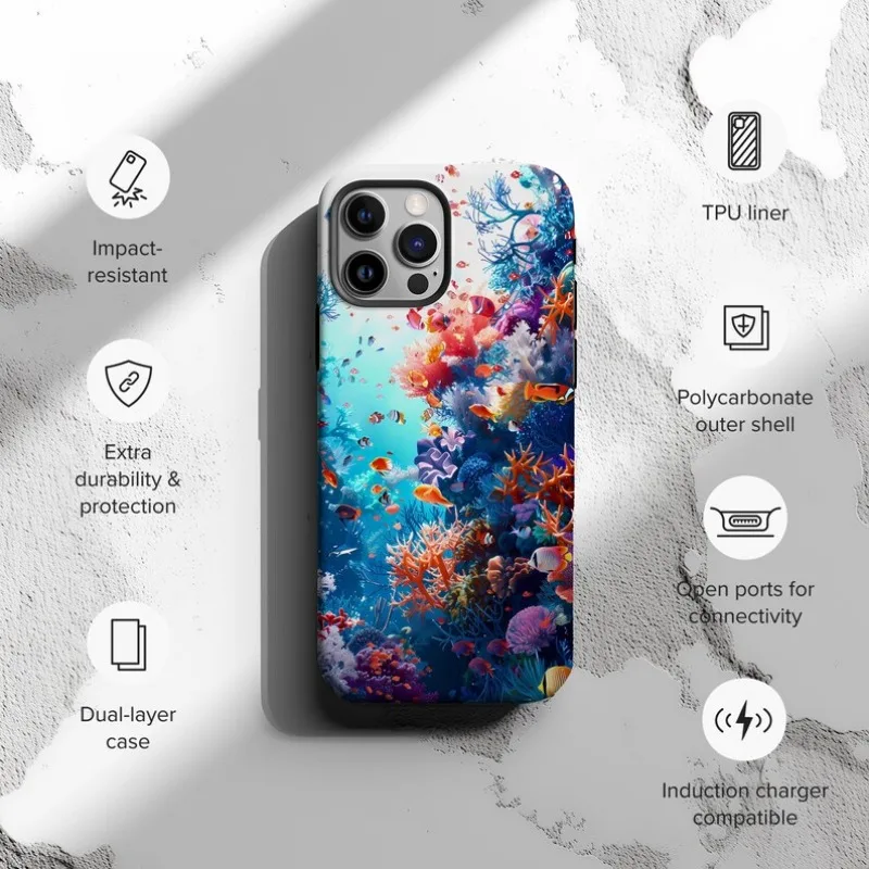 Vibrant Coral Reef Phone Case For IPHONE 16 15PRO MAX 14 13 12 11 Acrylic TPU Two in one magnetic Phone Cases