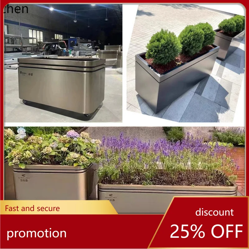 ZML Stainless Steel Flower Box Balcony Ultra Narrow Long Planting Box Flower Pond Indoor Fiberglass Flower Pot