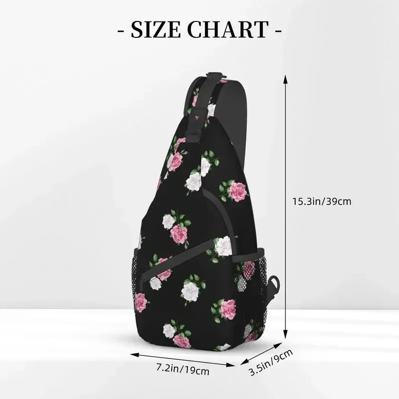 Rose Petals And Leaves Sling Crossbody Chest Bag Men Cool Watercolor Floral Flowers Shoulder Backpack for Traveling