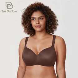 Women's Seamless Balconette Bra Plus Size Full Coverage Brassiere Underwire Support Slightly Padded Underwear 34-44 B C D E F G