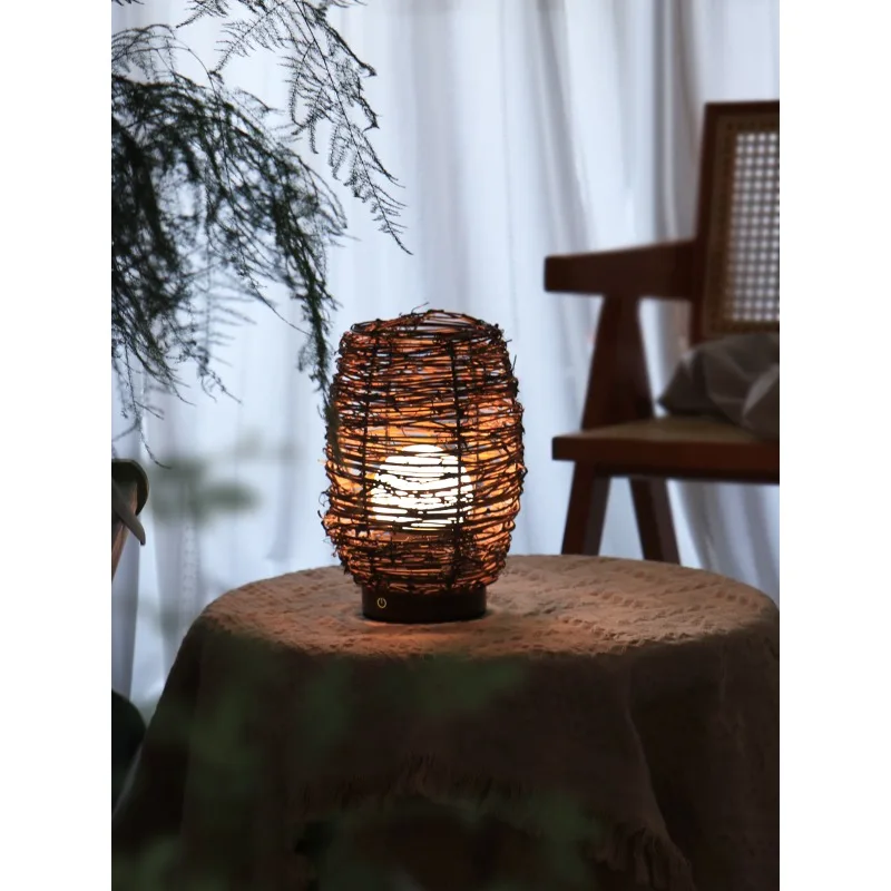 Dead wood lamp, new Chinese style South East Asia rattan retro wabi-sabi atmosphere tea room living room