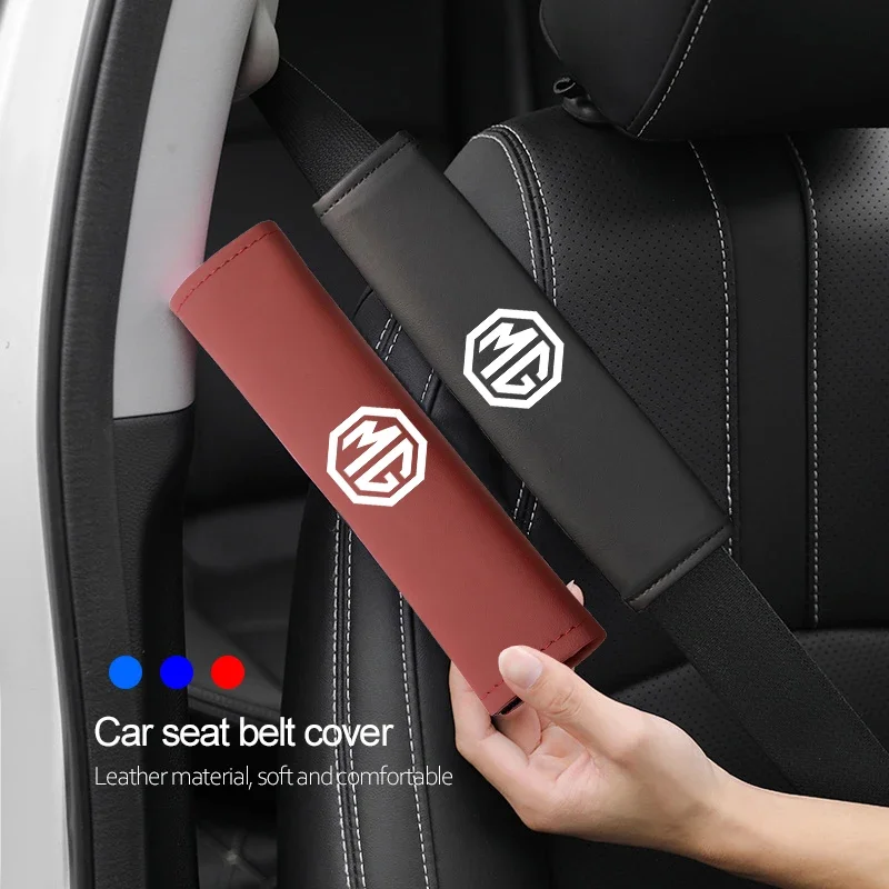Car Seat Belt Cover Leather Shoulder Pad Protection Cover For MG HS MG4 EV Cyber X MARVEL R ZS ES5 ONE Cyberster MG3 MG5 MG6 MG7