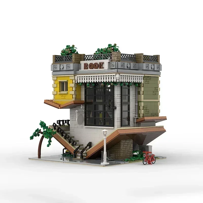 City Street View Model Moc Building Bricks Inverted Bookstore Technology Modular Blocks Gifts Christmas Toys DIY Sets Assembly