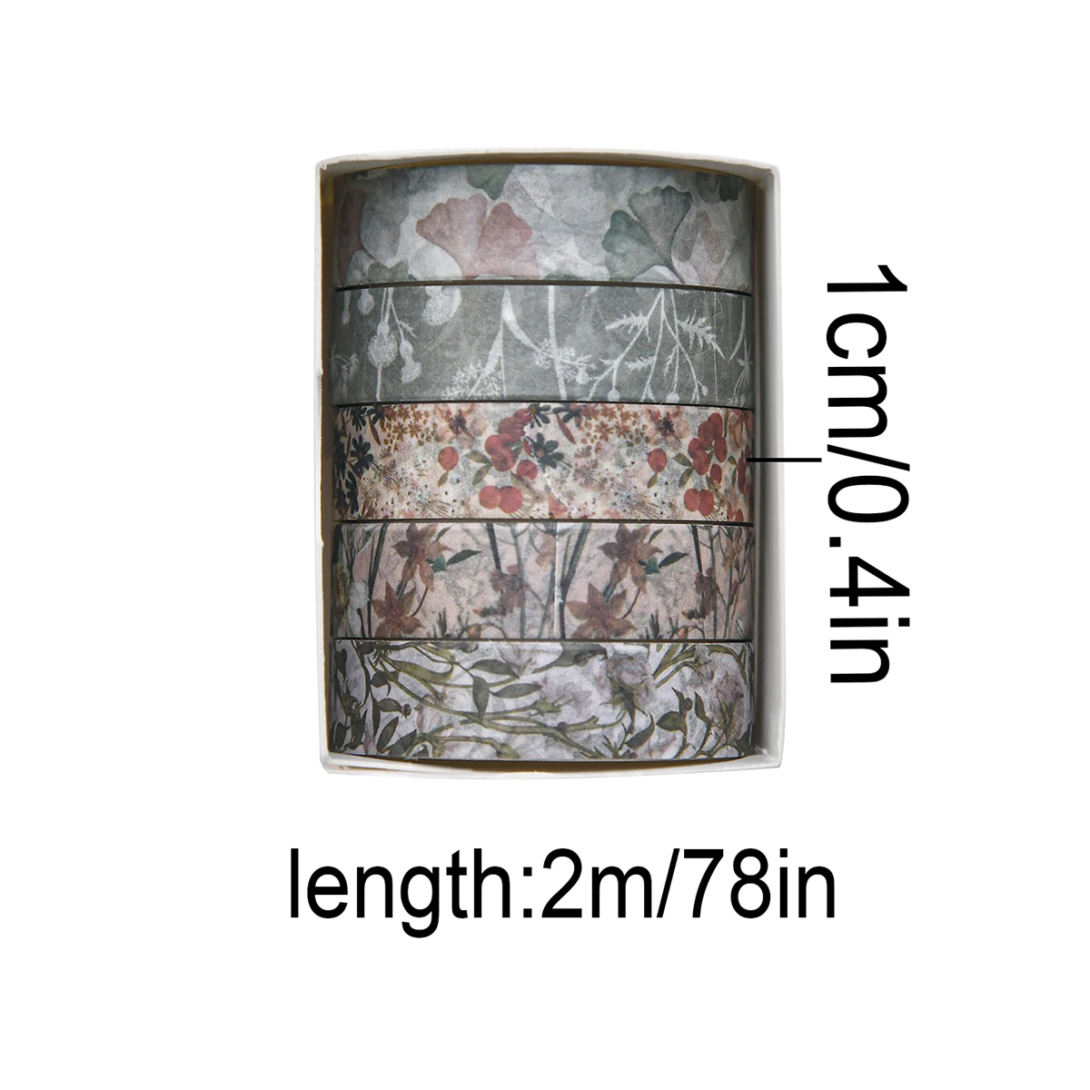 5 Rolls Retro Forest Washi Tape Set, 1cm×2m Aesthetic Floral Animal Decorative for Bullet Journal scrapbook Planner Supplies