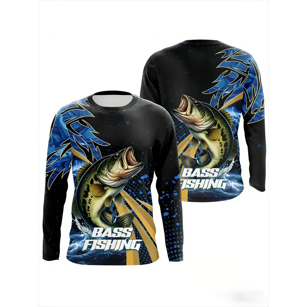 鯉釣り雷迷彩-3d-フィッシュプリント長袖-tシャツ男性用アウトドアカジュアル通気性スポーツトップス男性服