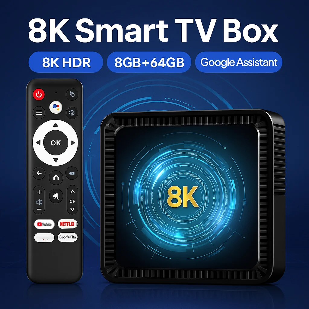 

ТВ-приставка Android14.0 Smart Voice Remote Google Assistant Dual WiFi 2,4G/5,8G Bluetooth Медиаплеер Box Поддержка Netflix YouTube