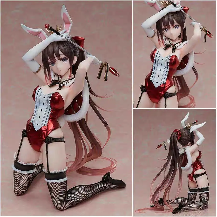 Sera Red Queen – Bunny Girl Figure Statue, Crown & Red Satin Leotard Ver 30cm Sexy Stockings Maid Movable PVC Toy Gift