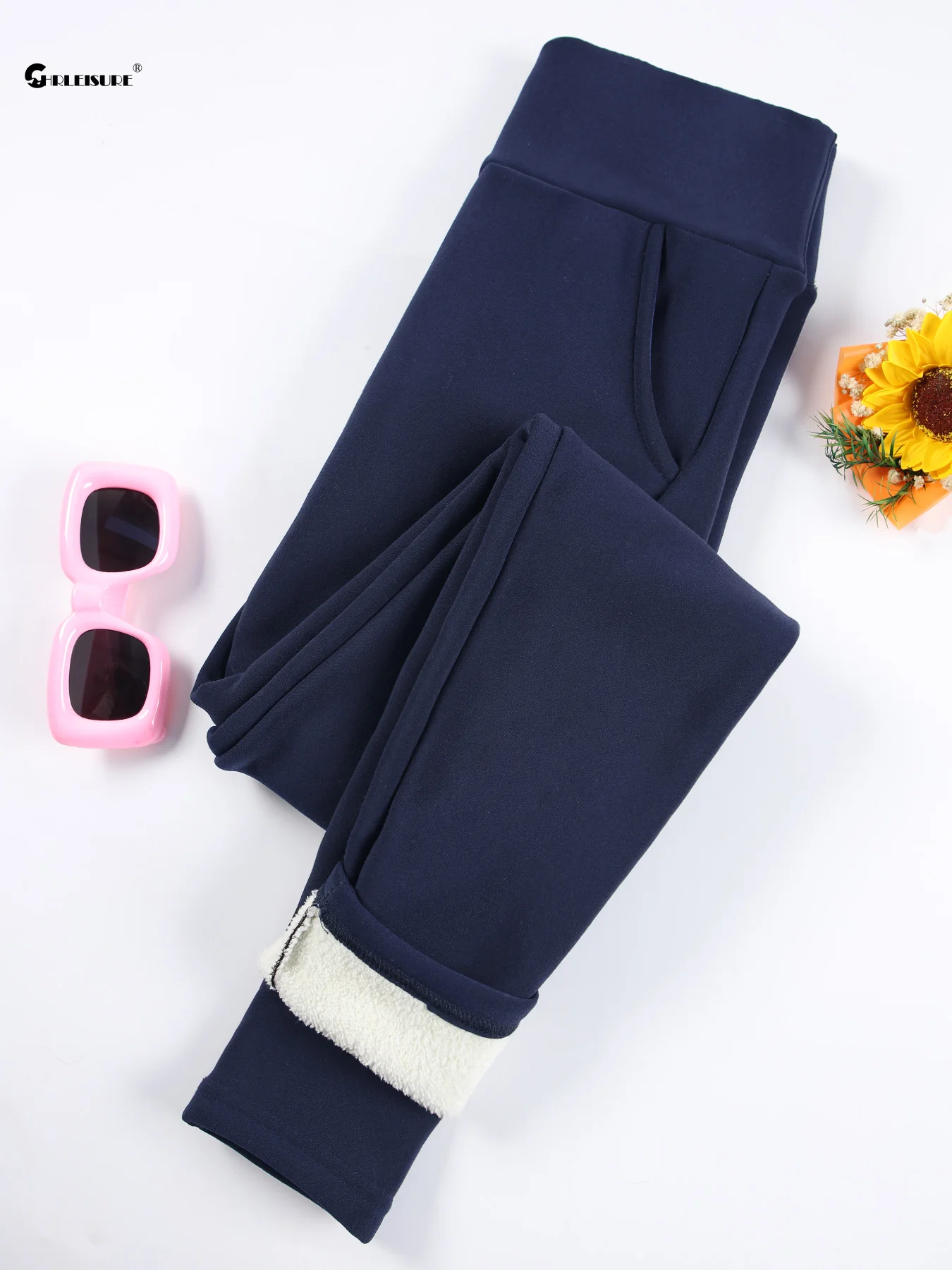 1/2 قطعة طماق النساء الدافئة مع جيوب المخملية بلون الجوارب تمتد نحيل سلس منع طماق الباردة #5