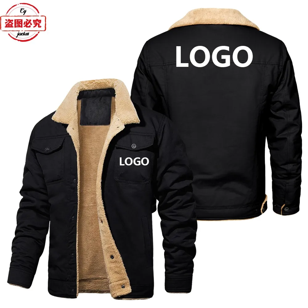 AliExpress Car Logo Customized Printed Coat with Velvet Men's Jacket Stand Up Collar Jacket Cycling Clothes Work Clothes Racing Clothes