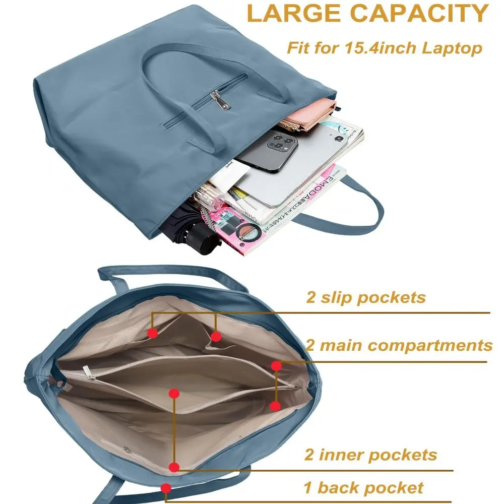 حقائب يد من النايلون متعددة الاستخدامات للنساء مقاومة للماء مع سحاب حقيبة يد نسائية ذات سعة كبيرة حقيبة أمي للسفر والعمل على الشاطئ وصالة الألعاب الرياضية
