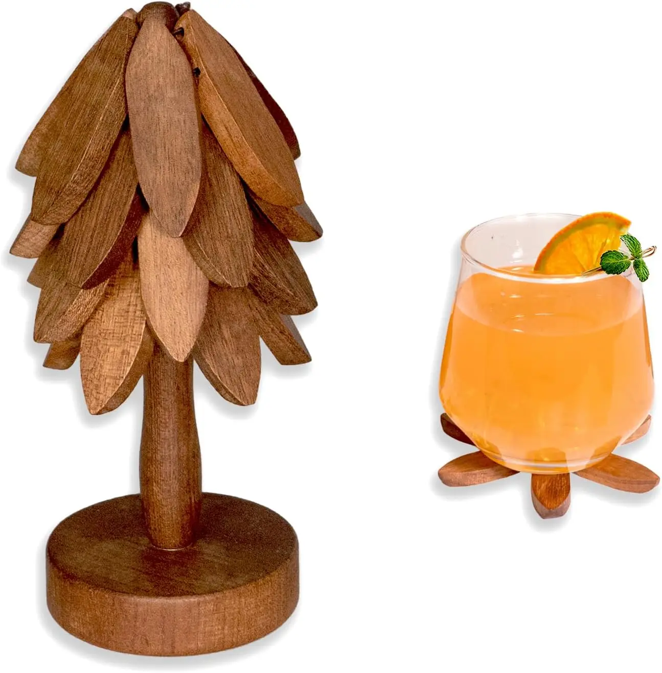 

Coasters Wooden Tree-Shaped Sapeli Wood Drink Coasters Set for Coffee Table, Kitchen Table Decor