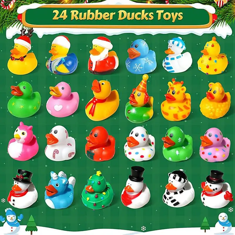 2024 patos de borracha calendário do advento de natal 24 grandes adoráveis patos de borracha de banho calendário de contagem regressiva 24 dias calendário de natal