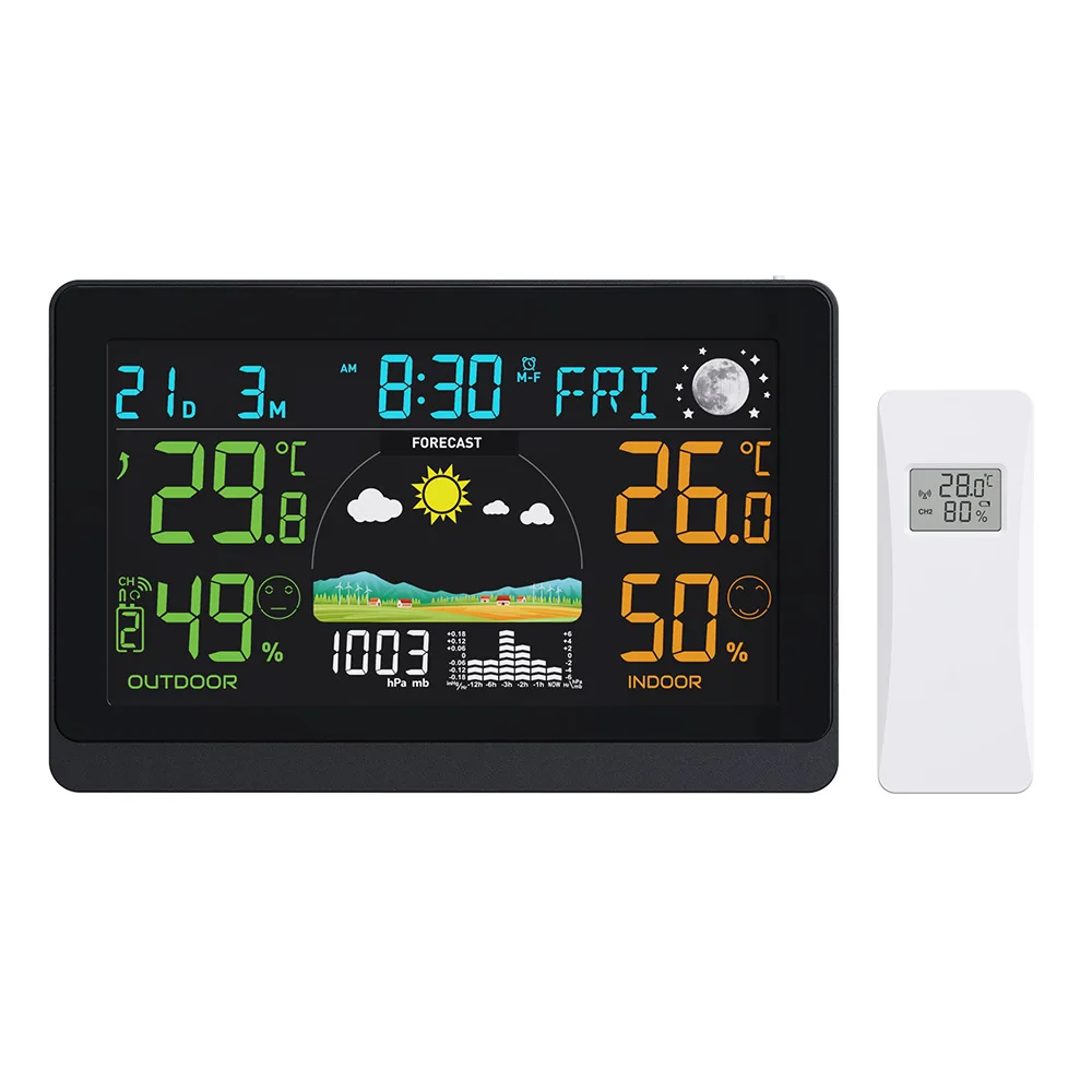 2026 new cross-border ultra-thin color screen weather station
