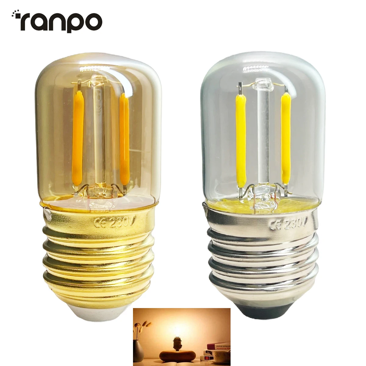 Mini E27 T28 Light Bulb Filament 1W 2200K Vintage Candle Light Ampoule Incandescent Spiral  AC 220V Lamp Glass Bulb Vintage Warm