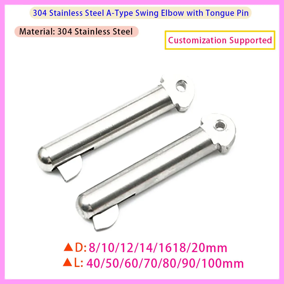 Marine Toggle Pin Type A, 304 SS Clevis Safety Pin M8-M20 for Ship Deck