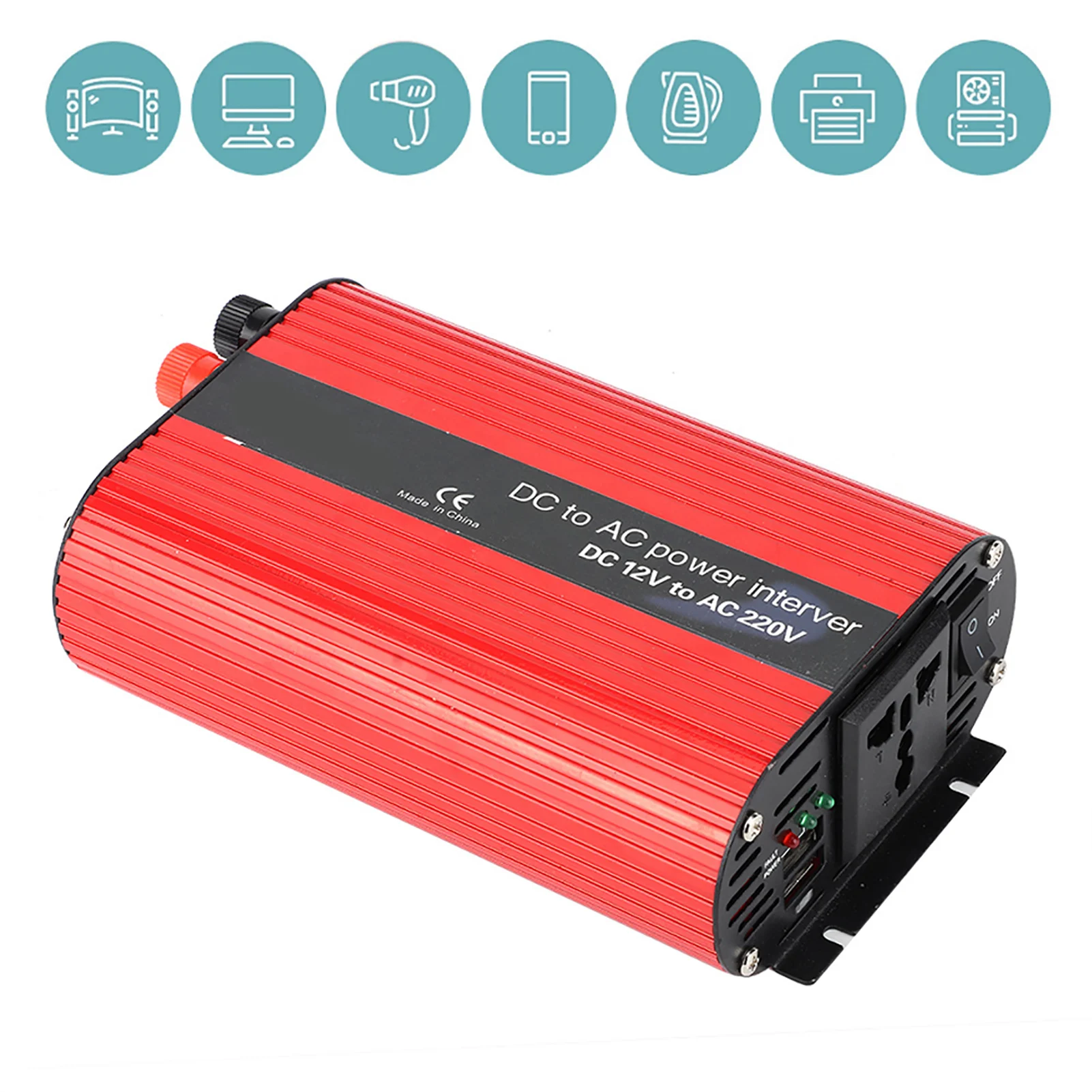 700W Portable Power Inverter DC 12V to AC 220V‑240V Dual USB Charger Converter for Car Vehicle OEM Replacement Outdoor Camping E