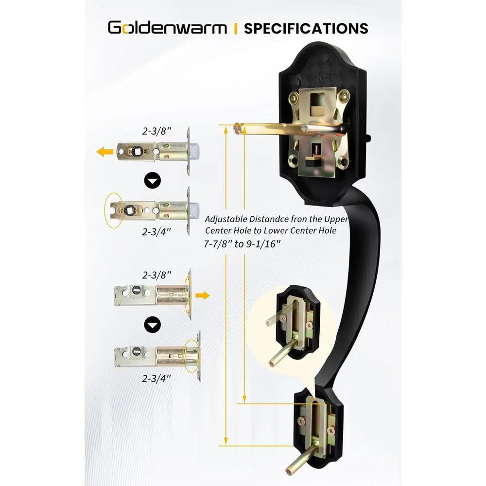 ront Türschloss-Set, schwarzer ront Türgriff und Riegel-Set, Türschloss-Set für Außentür, Ront Türgriff-Set