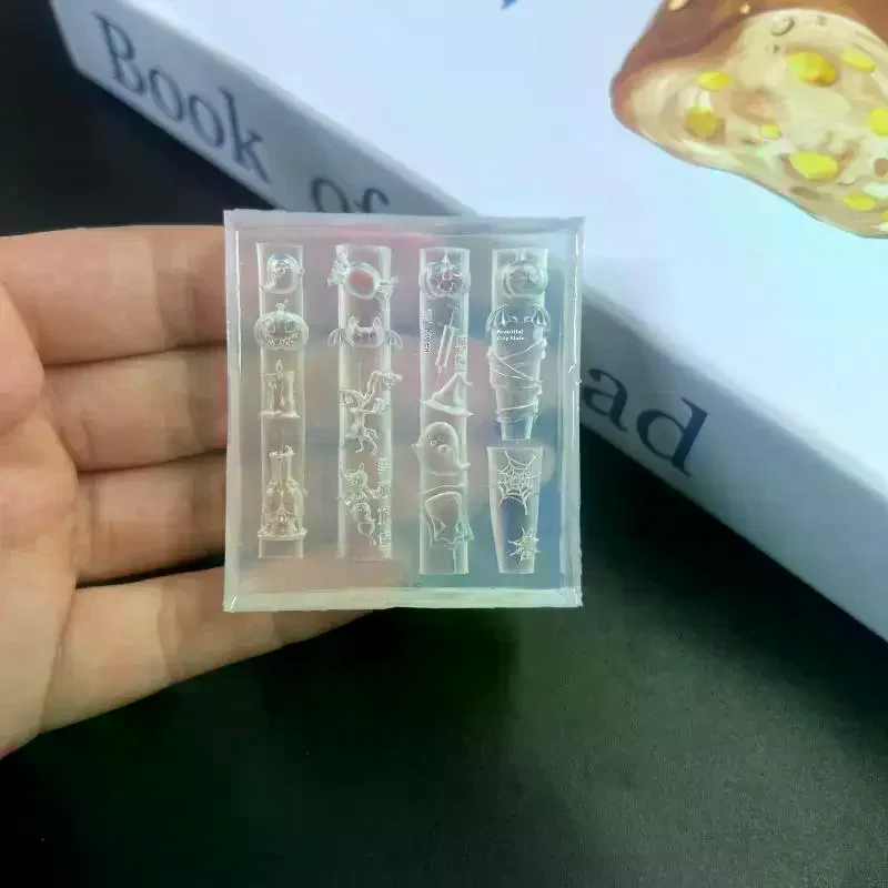 هالوين 3D سيليكون مسمار العفن اليقطين الجمجمة الخفافيش شبح العنكبوت ويب الأظافر قوالب مانيكير تصميم أدوات DIY مسمار الفن الديكور #2