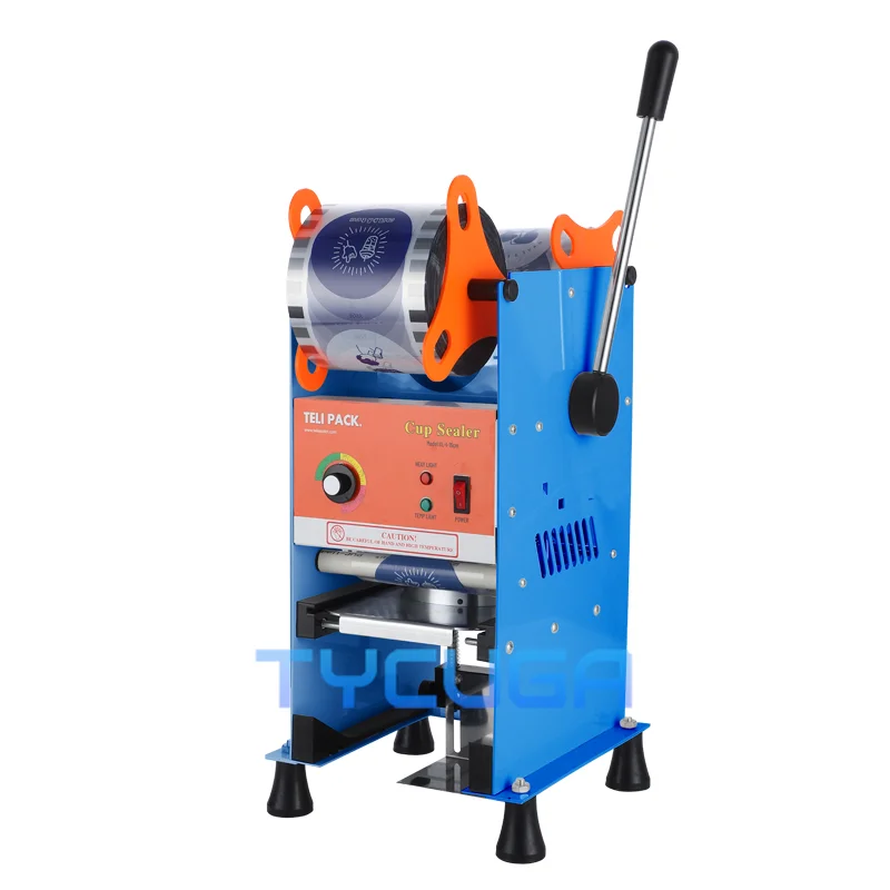 Profesjonalna ręczna zgrzewarka do kubków z technologią grzania do kubków o średnicy 72, 78, 90, 95 mm, do napojów, herbaty bubble tea.